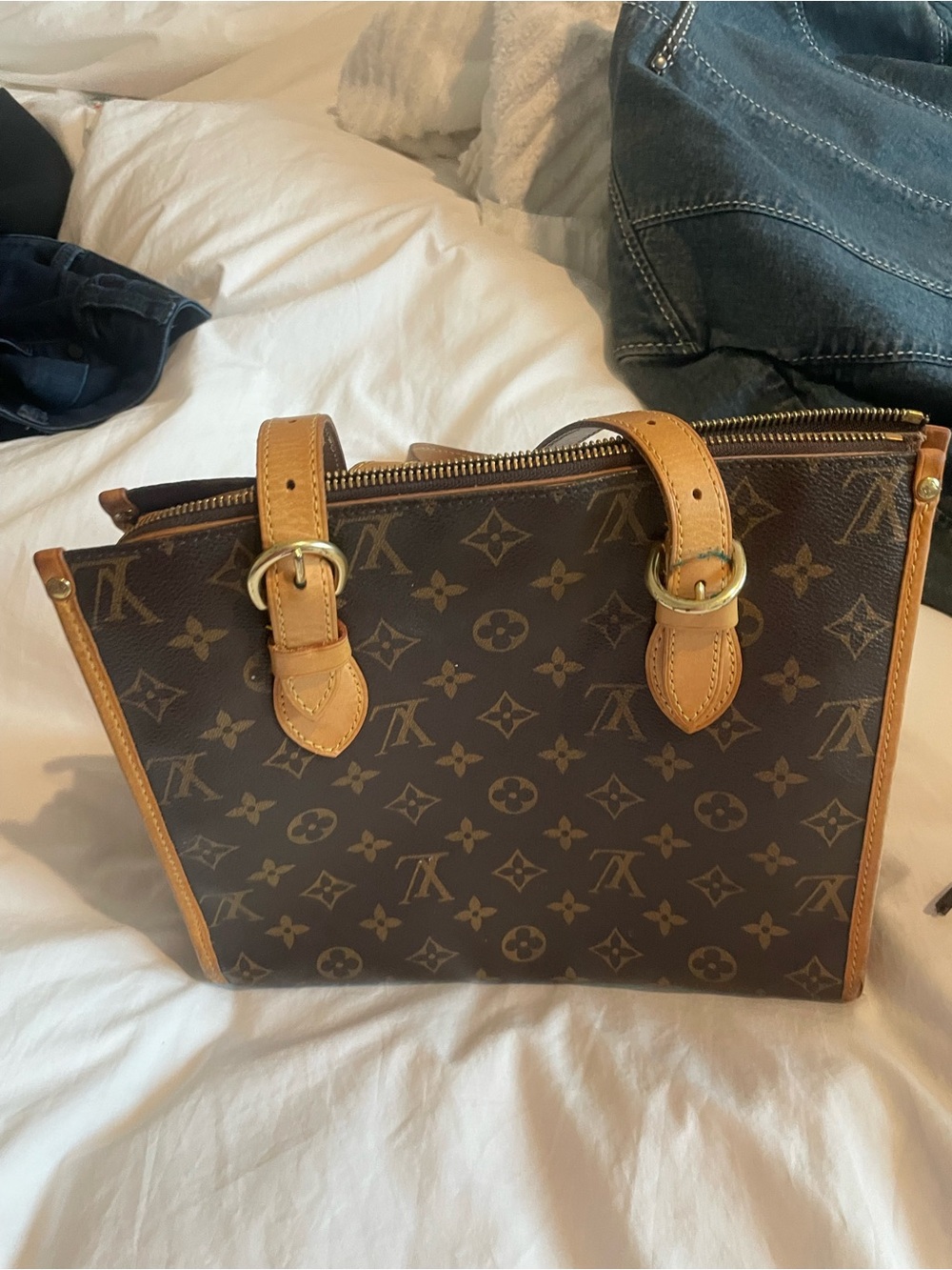 Louis Vuitton Monogram Canvas Brown and Tan Leather Tote - Picture 2 of 5